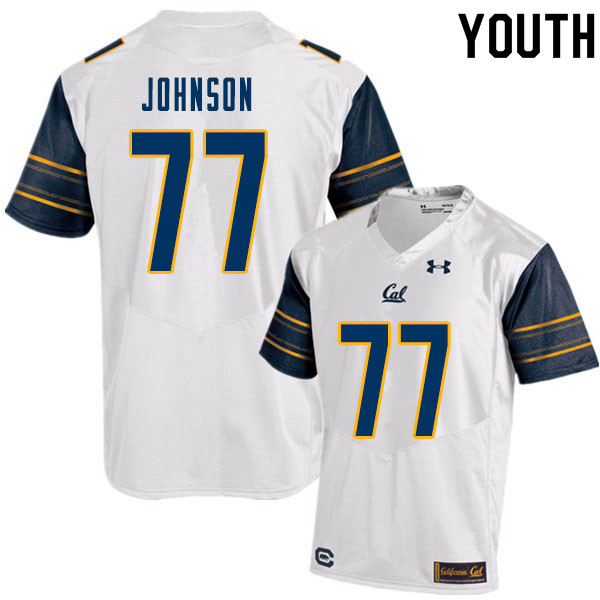Youth #77 Everett Johnson Cal Bears College Football Jerseys Sale-White - Click Image to Close
